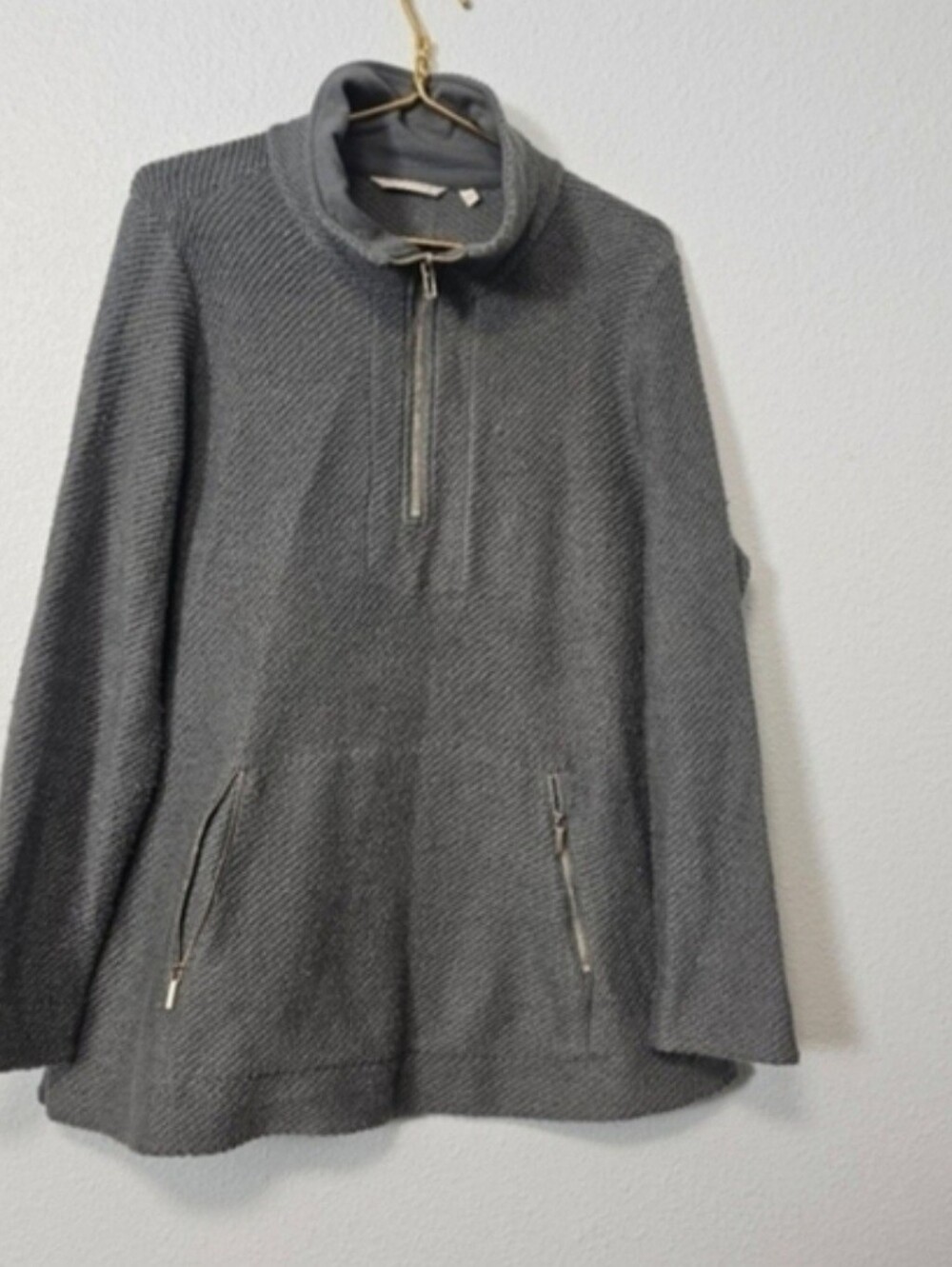 Women's Gray Quarter-Zip  Sweater Sz L